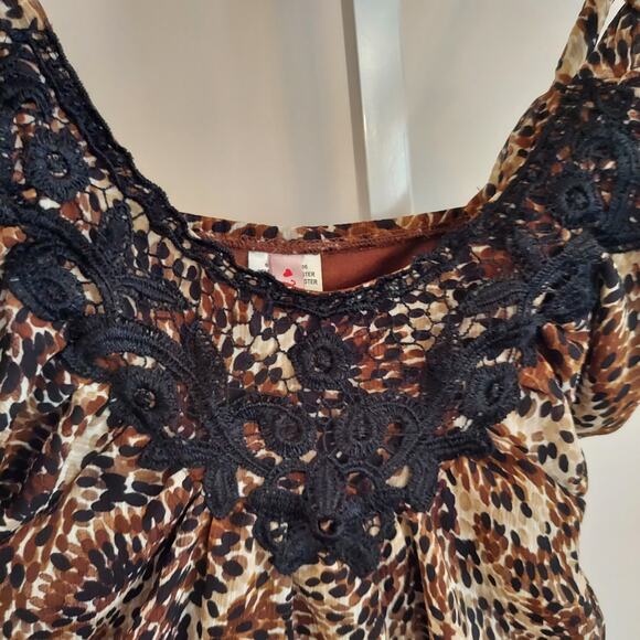 Vtg 90s Y2K Babydoll Tank Top Heart Soul Chiffon‎ Going Out Boho Fairy Safari - Picture 2 of 7